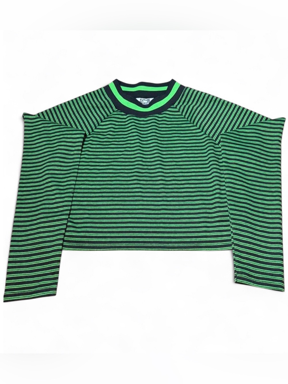 Future Collective Kahlana Barfield Brown Green Black Striped Boxy Baby Tee Top S